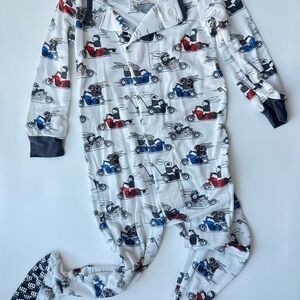 Magnetic Me Bunny Motorcycle Footed Sleeper – 6–9M Boys Easter Pajamas